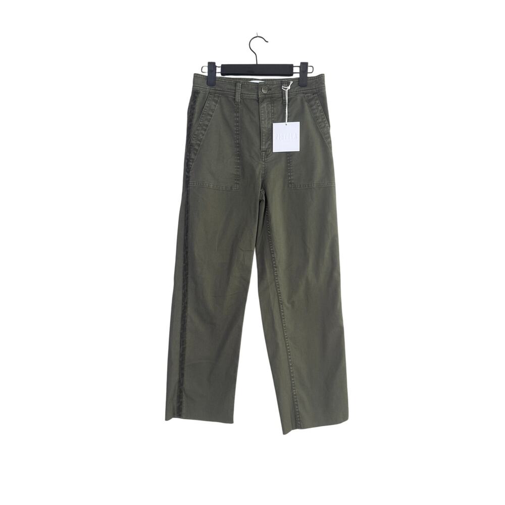 NWT Pistola Elliot Eden High Rise Crop Tuxedo Stripe Straight Leg Pant 26 Green - Picture 14 of 15